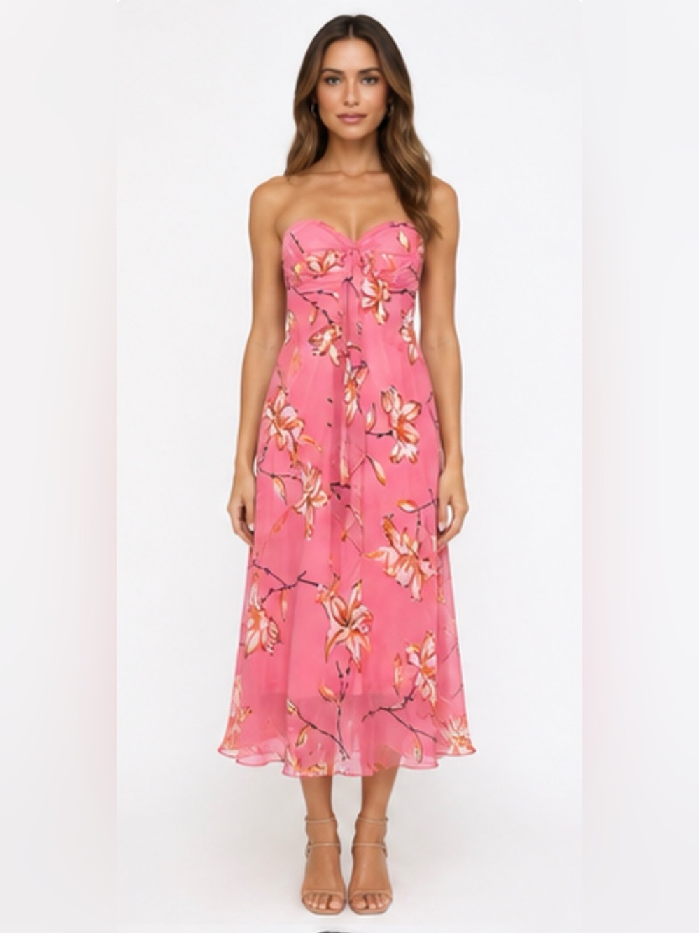 Signature by Sangria Pink Floral Midi Dress